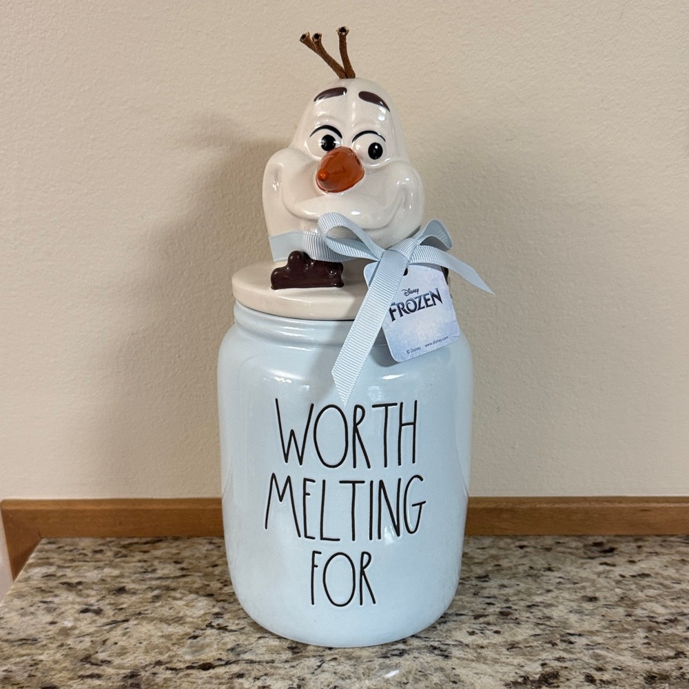Rae Dunn Olaf “Worth Melting For” Canister